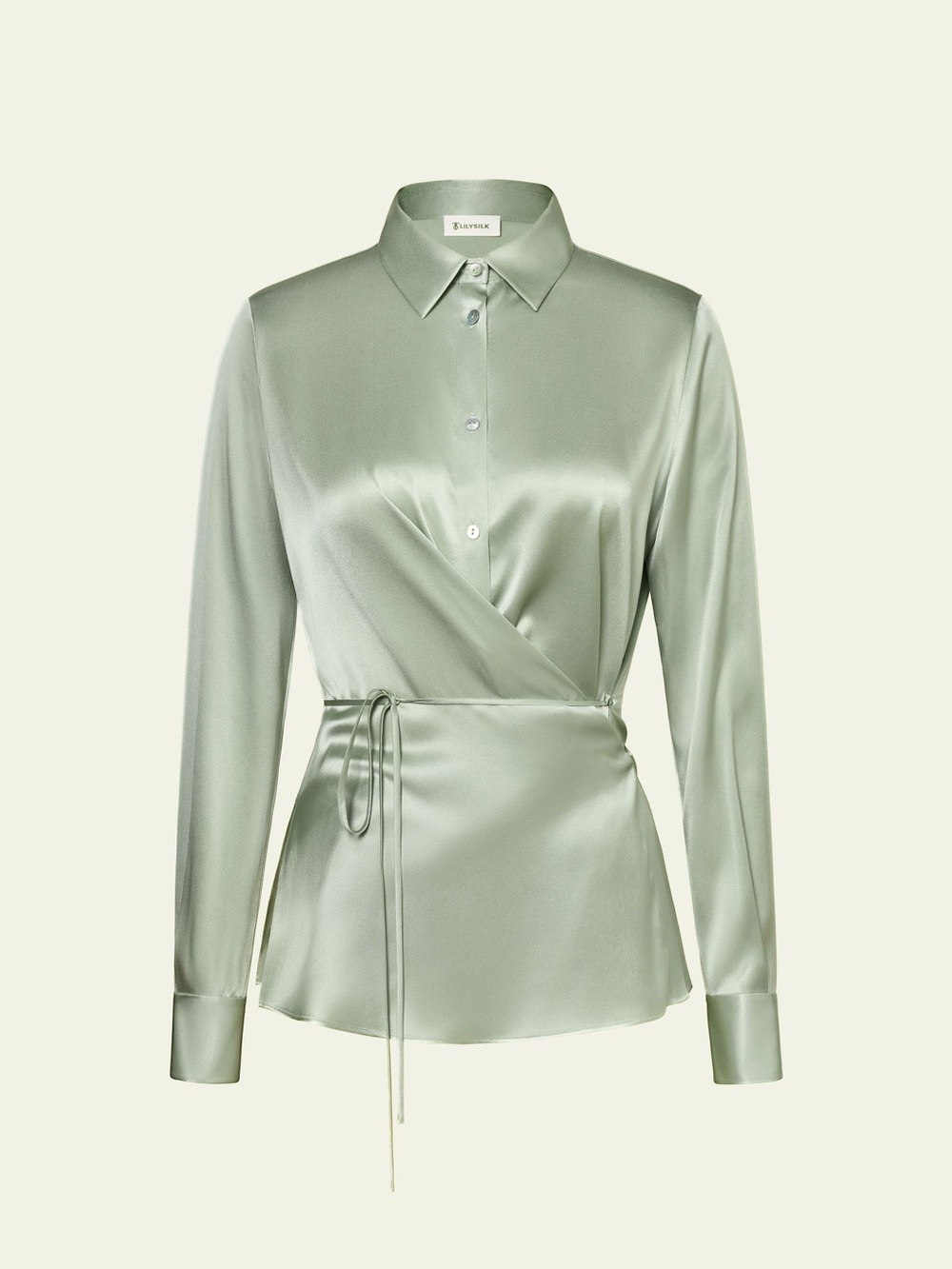 NWT Lilysilk - Convertible Silk Charmeuse Shirt (S / Pale Turquoise)